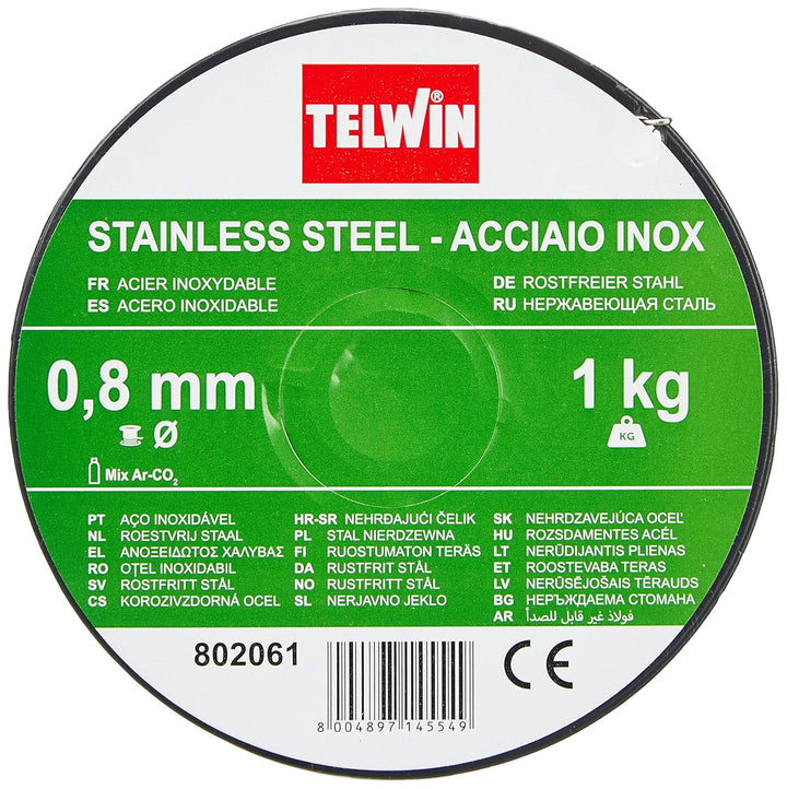 Telwin S.p.A. 802061 Rostfreie Stahlschweissdrahtspule Durchmesser 0,8 mm, 1 Kg, Grau 1 Stück (1er P