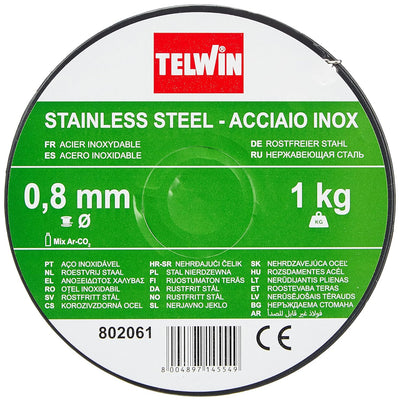 Telwin S.p.A. 802061 Rostfreie Stahlschweissdrahtspule Durchmesser 0,8 mm, 1 Kg, Grau 1 Stück (1er P