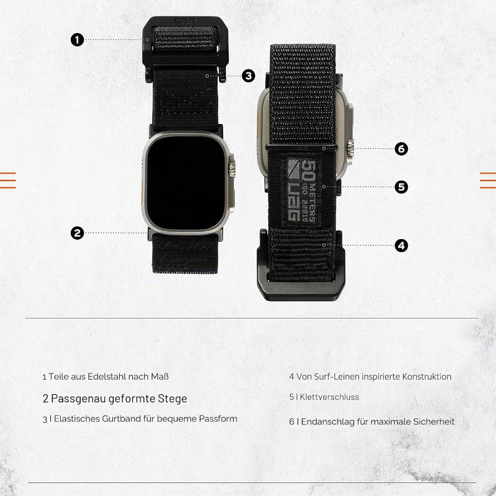 URBAN ARMOR GEAR Active Strap Armband für Apple Watch Ultra / 45mm / 44mm / 42mm [Series 8/7 / 6/5 /