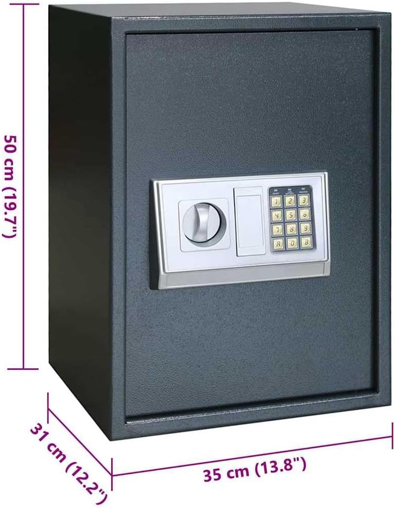 vidaXL Digitaler Safe mit Schloss Dunkelgrau 35 x 31 x 50 cm Stahl, Heimwerker Schreibtischsafe, mod