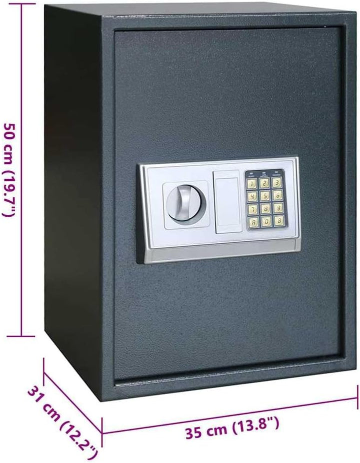 vidaXL Digitaler Safe mit Schloss Dunkelgrau 35 x 31 x 50 cm Stahl, Heimwerker Schreibtischsafe, mod