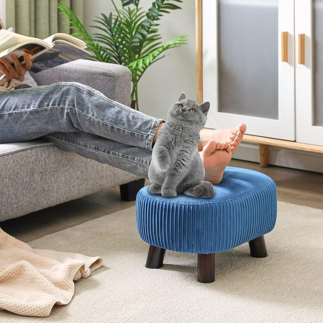 YMYNY Fusshocker, Sitzbank mit Griff, Gebogener Tritthocker mit weichem Sitzkissen, Gepolsterter Hoc