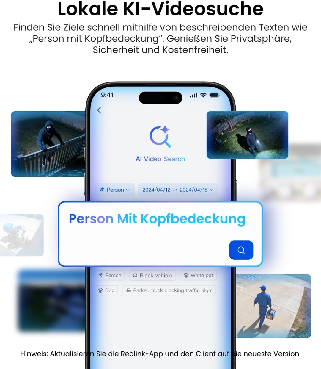 Reolink TrackFlex Floodlight WiFi, 4K Wi-Fi 6 PTZ Überwachungskamera Aussen mit 3000 Lumen Flutlicht
