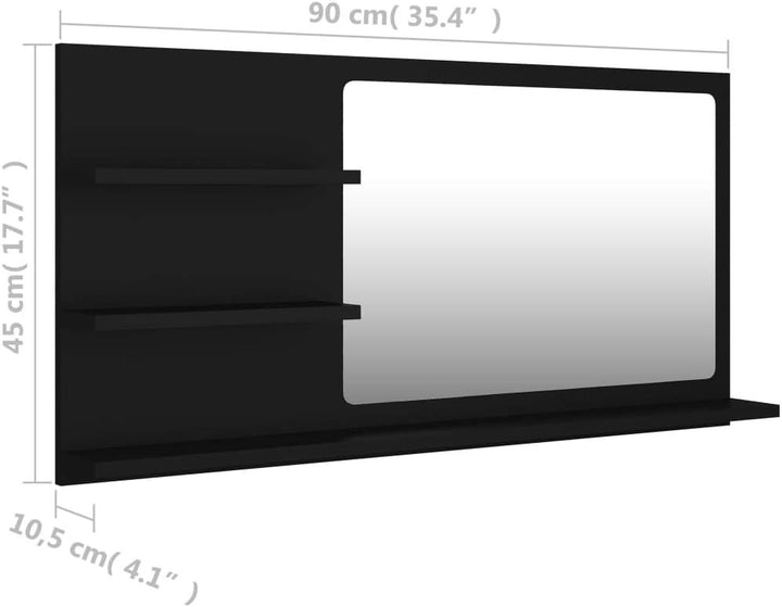 vidaXL Badspiegel mit 3 Ablagen Spiegelregal Wandspiegel Badezimmerspiegel Bad Spiegel Badezimmer Ba