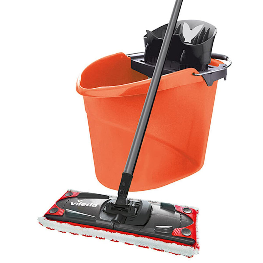 Vileda ULTRAMAX 2in1 Bodenwischer Komplett Set, Wischmopp mit Stiel, Mikrofaser-Bezug und Eimer mit