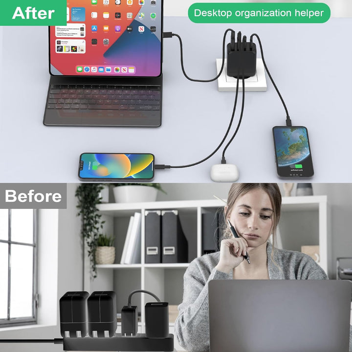 40W USB C Ladegerät, Gcstnn Schnellladegerät 2-Pack 4 Port PD3.0 QC3.0 USB C Ladestecker für iPhone