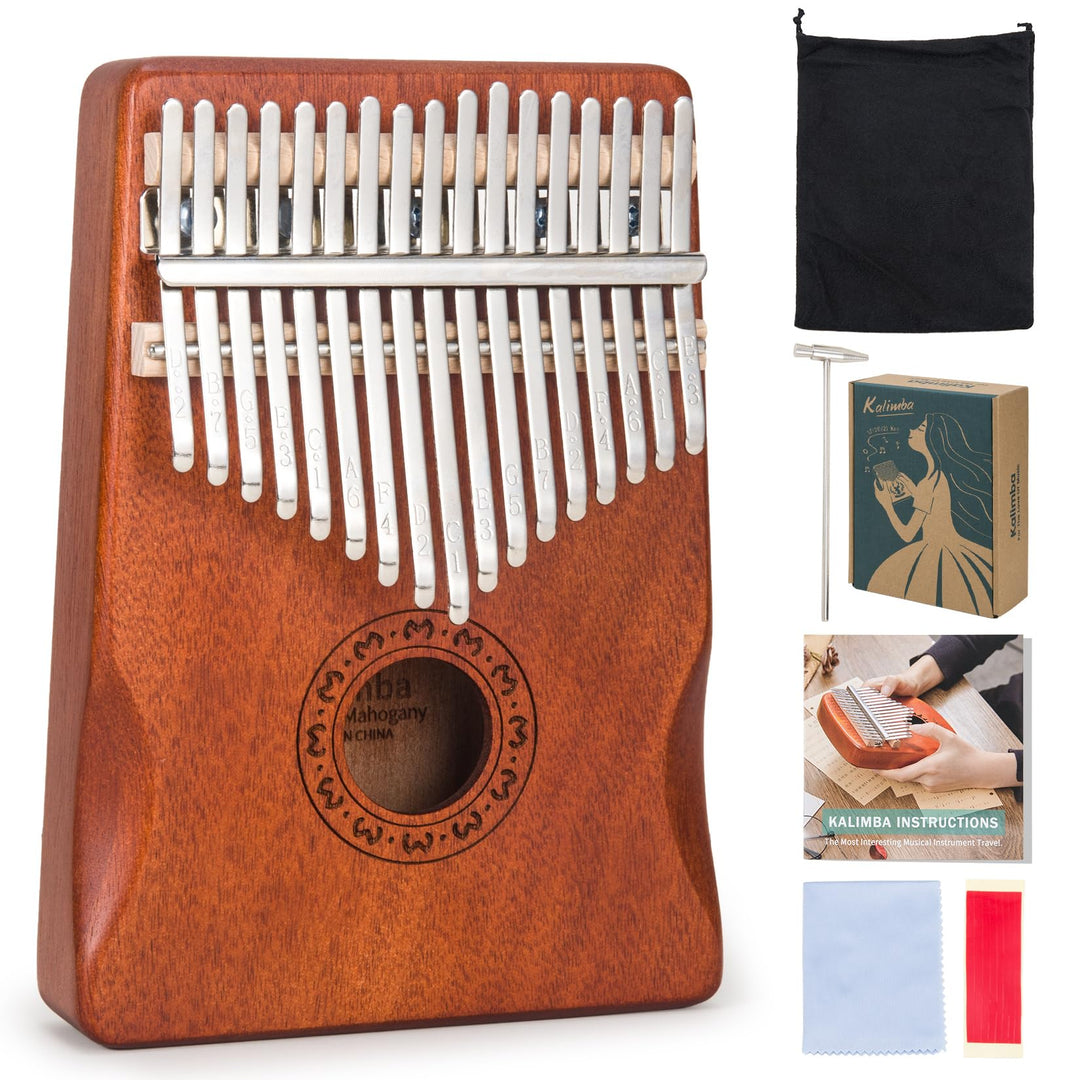 Kalimba Daumenklavier 17 Tasten, Fingerpiano Mbira Tragbare Musikinstrumente für Erwachsene Anfänger