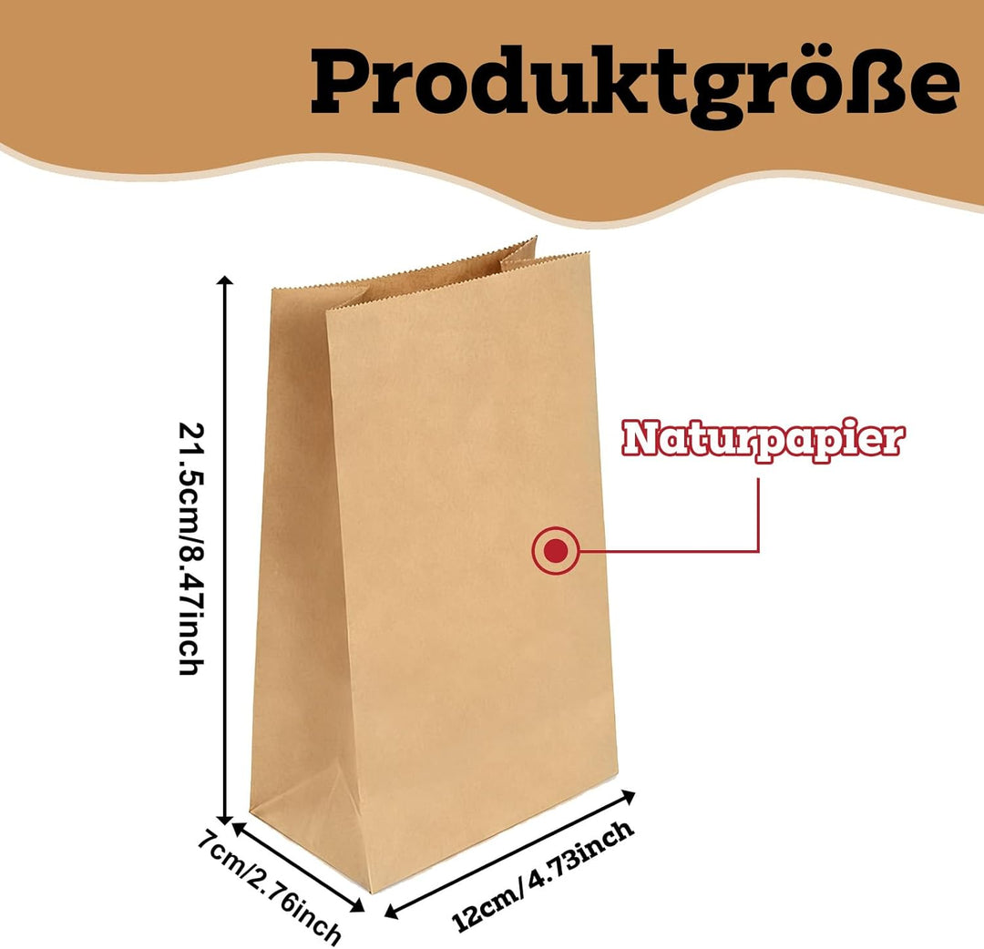 Gaoyong 200 Stück Papiertüten Braun, Geschenktüten Partytüten aus Papier Kraftpapiertüten für Geburt