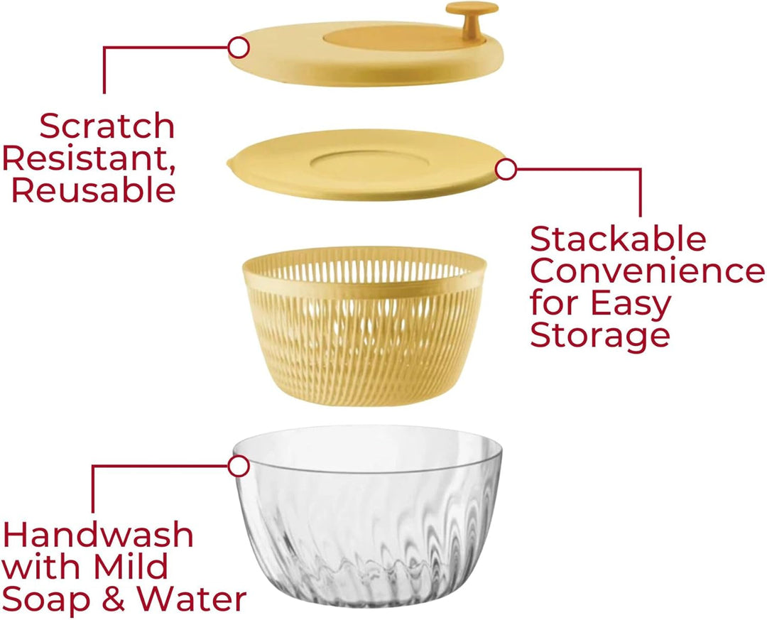 Guzzini - Kitchen Active Design, SPIN&STORE Salatschlüder mit Deckel - Säure Gelb, Ø26 x h19 cm | 40