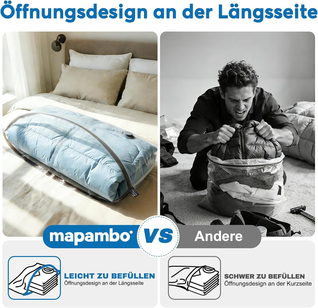 Reise Vakuumbeutel für Kleidung mit Kabellose Elektrischer -60000Pa Pumpe, 18 Stück Vacuum Storage B