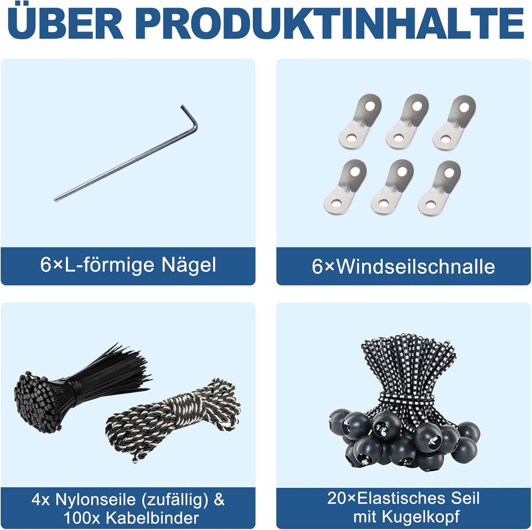 Hook Schattennetz Auto Hund 4x6m – UV Schutz Alunetz mit Ösen – Luftdurchlässige Aludecke für Auto,