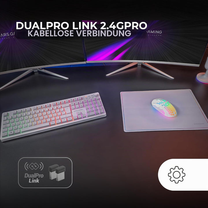 Mars Gaming MCPWX, Italienisch, Kabelloses Gaming-Combo, DualPro Link 2.4GPRO-Technologie, Vollforma