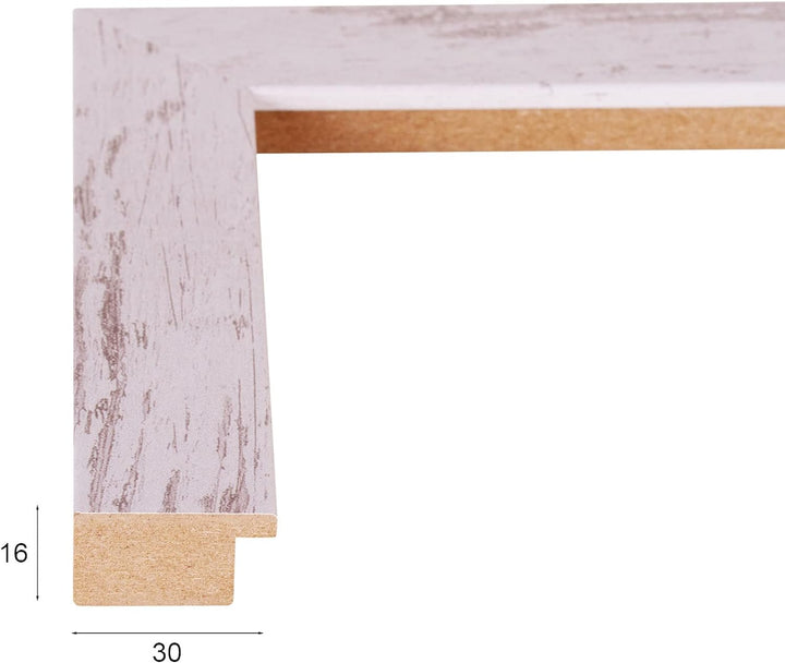 Rahmendesign24 Bilderrahmen Milano 50x75 Weiss vintage Fotorahmen, Wechselrahmen, Posterrahmen, Puzz