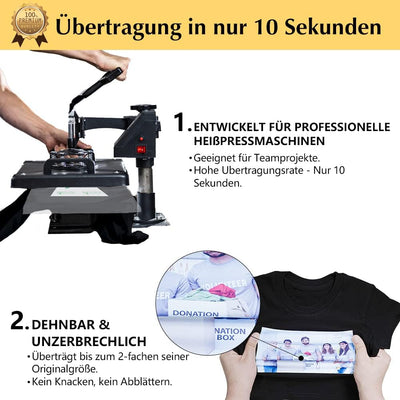 TransOurDream Echte Inkjet Transferfolie,Bügelfolie für Dunkle T-Shirts,für Hiztepresse,DIN A4X100 B