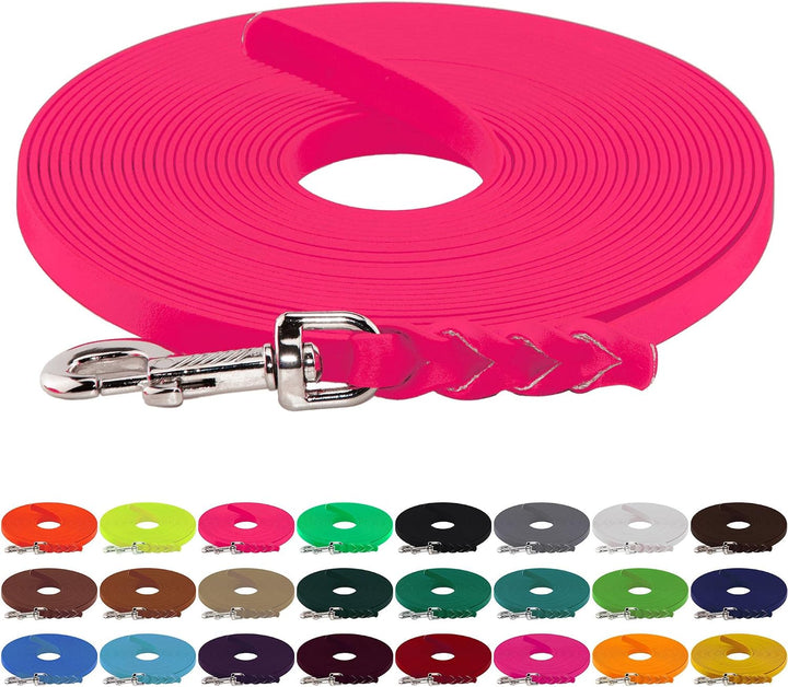 LENNIE BioThane Schleppleine, 9mm, Hunde 5-15kg, 1m lang, ohne Handschlaufe, Neon-Pink, geflochten 1