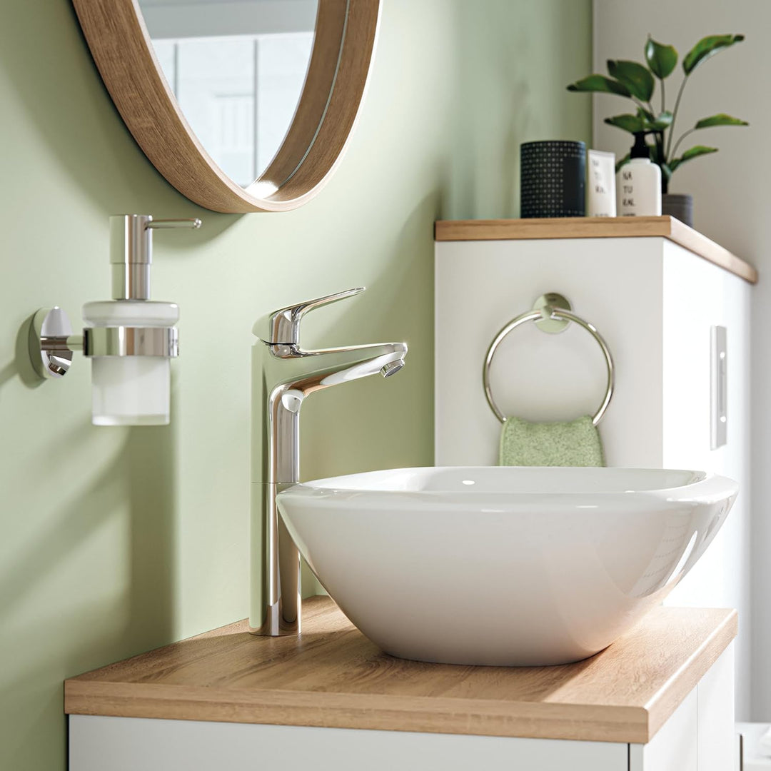 GROHE Swift, Waschtischarmatur hoch, wassersparend (Wasserhahn für das Bad, Badarmatur mit Pop-Up Ab