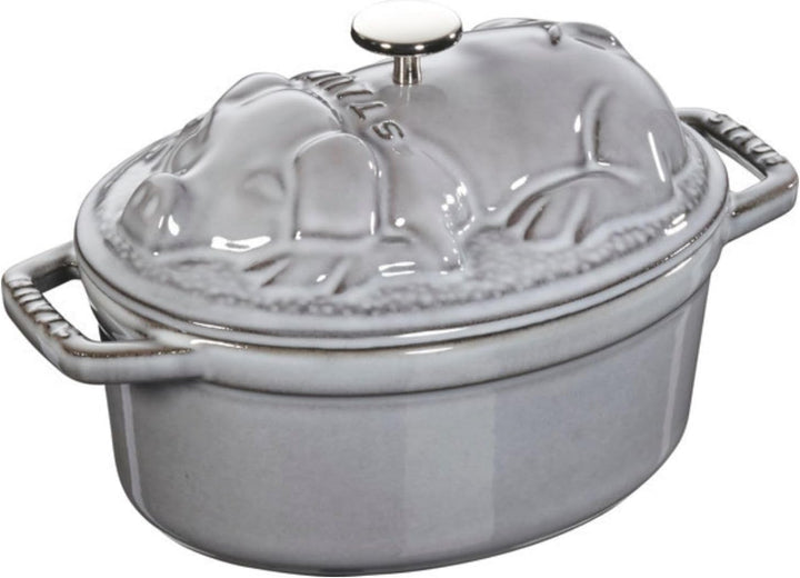 STAUB Cocotte Schwein 17 cm Bräter, Gusseisen, Grau