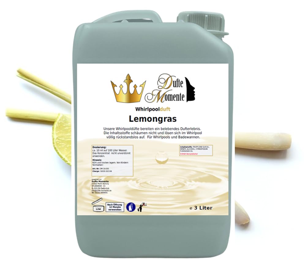 Dufte Momente | Whirlpool Duft Lemongras 3.000ml | Badezusatz | mit naturreinen und natürlichen äthe