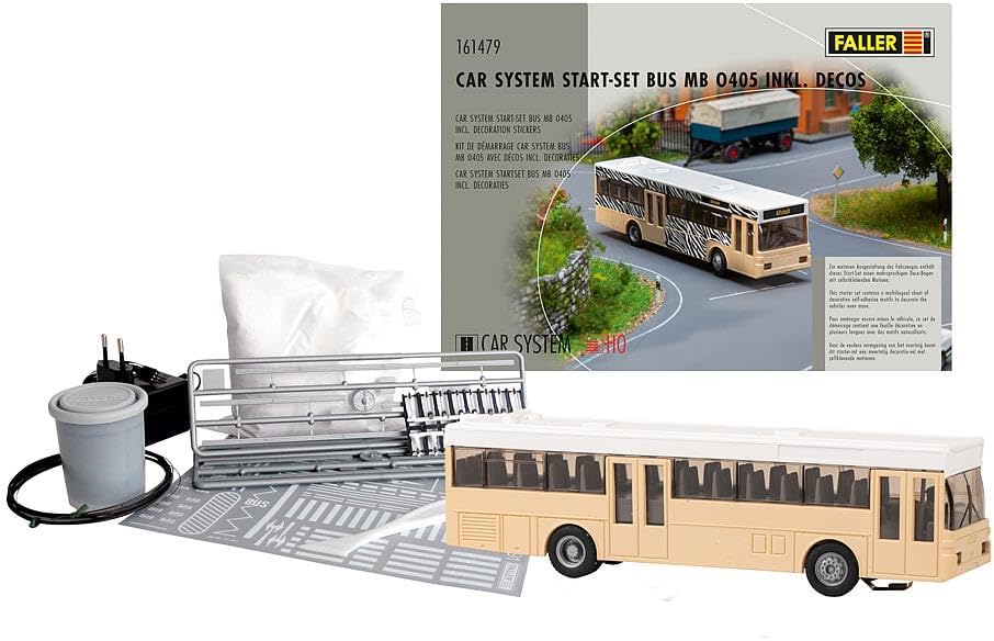 Faller 161479 Car System Start-Set Bus MB O405 inkl. Decos, Mehrfarbig