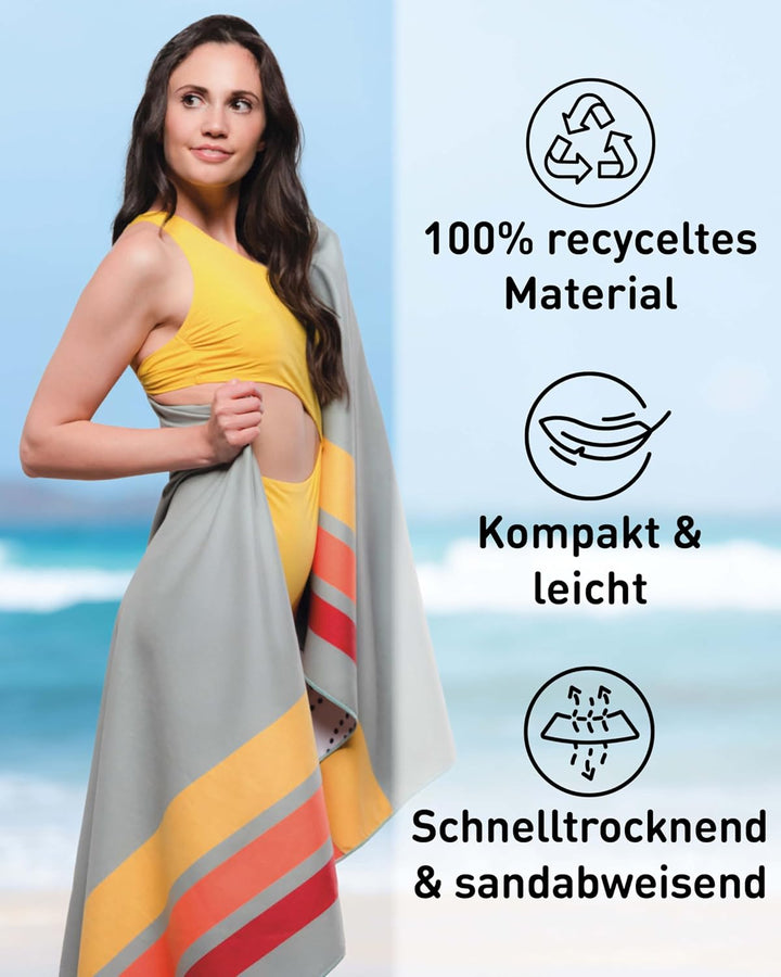 Fit-Flip Strandtuch XXL aus Mikrofaser - leicht und schnelltrocknend - 100% recyceltes Strandhandtuc