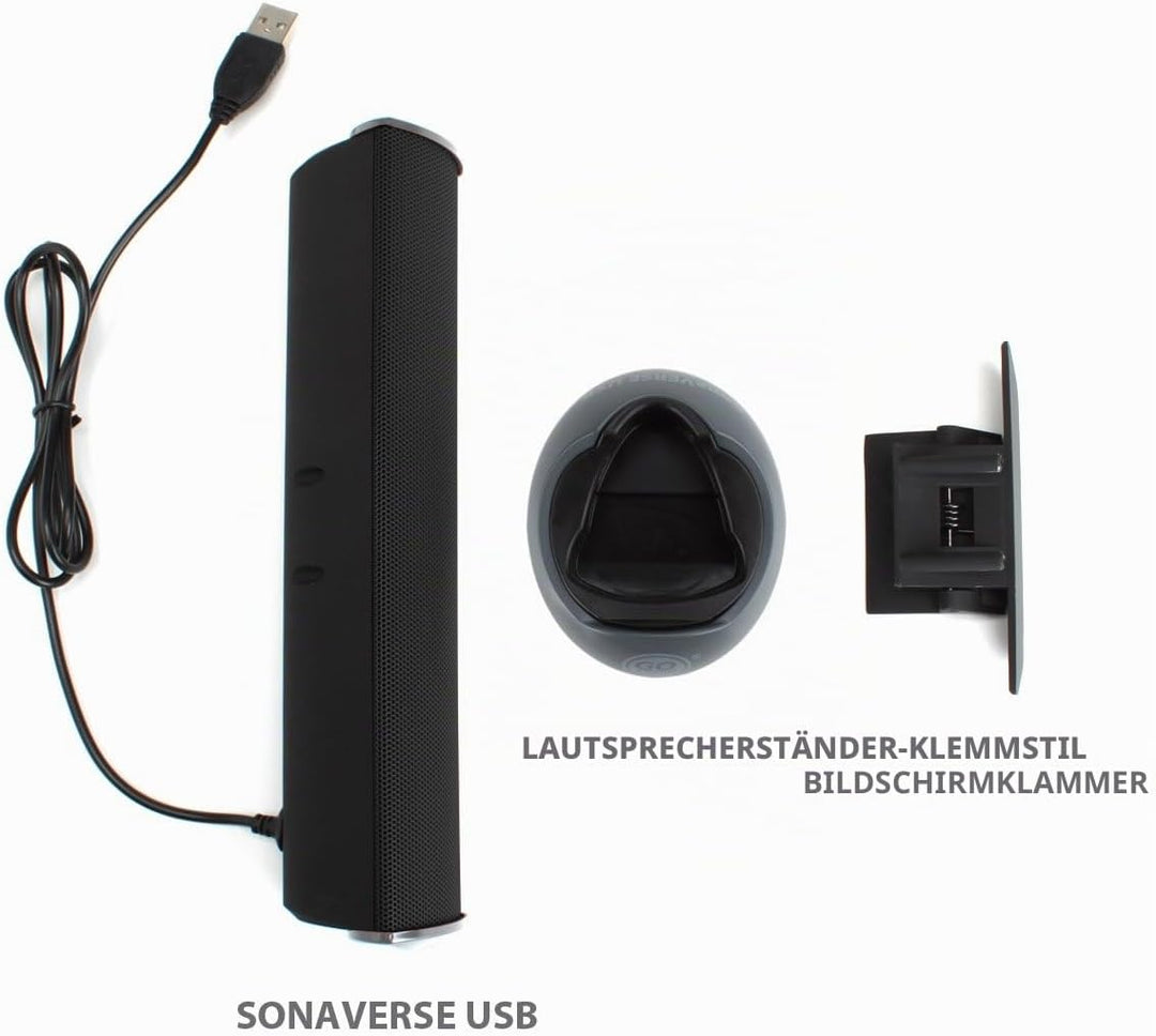 GOgroove SonaVERSE PC Soundbar für Laptops - USB-betriebene Mini-Soundbar mit Tragbarem Externem Cli