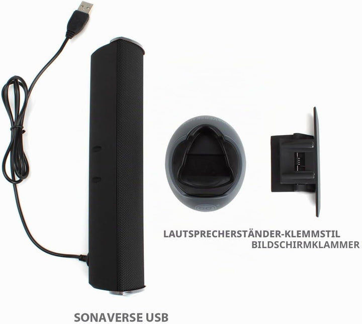 GOgroove SonaVERSE PC Soundbar für Laptops - USB-betriebene Mini-Soundbar mit Tragbarem Externem Cli