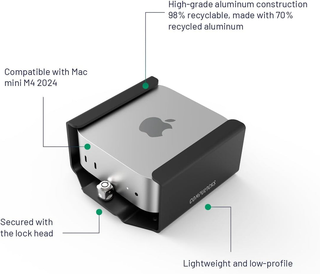 Maclocks Sicherheits-Halterung VESA kompatibel mit Mac mini M4 2024 – Mit Verriegelungskopf für Wand