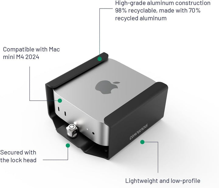 Maclocks Sicherheits-Halterung VESA kompatibel mit Mac mini M4 2024 – Mit Verriegelungskopf für Wand