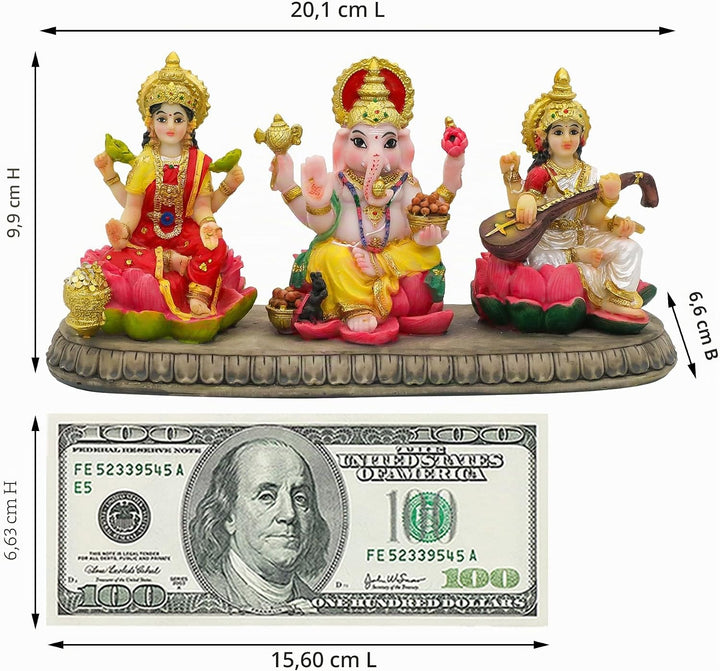 Indien Laxmi Ganesh Saraswati Statue – 9,9 cm H indischer Gott Lakshmi Ganesha Saraswati Idol Figur