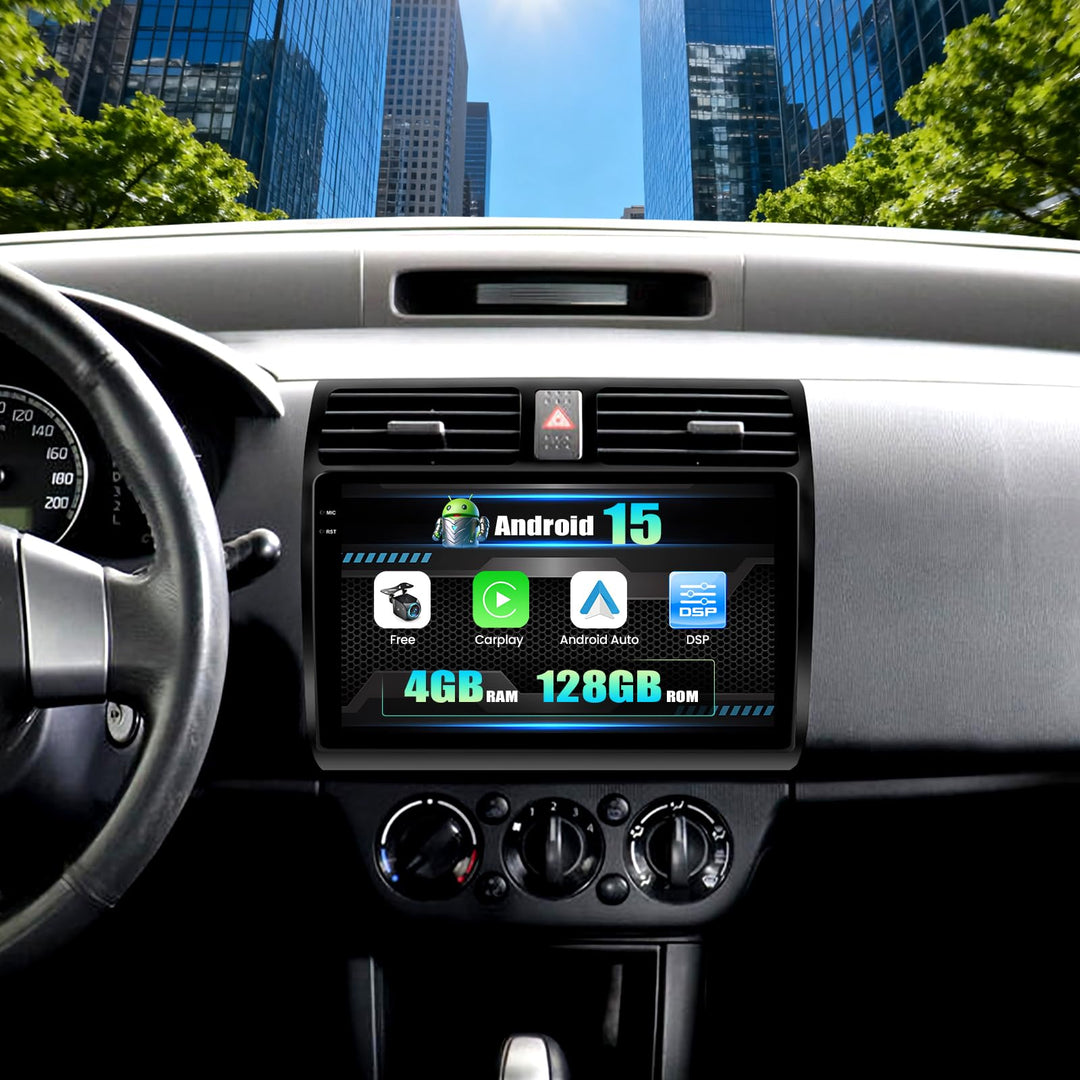 CAMECHO 4+128G Android 15 Autoradio für Suzuki Swift (2003-2010) mit Carplay Android Auto,9" IPS Tou