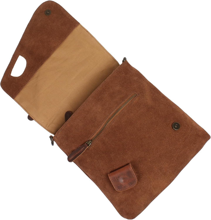 LECONI Umhängetasche für Damen Crossbag Veloursleder Echtleder Natur Damentasche Schultertasche Lede