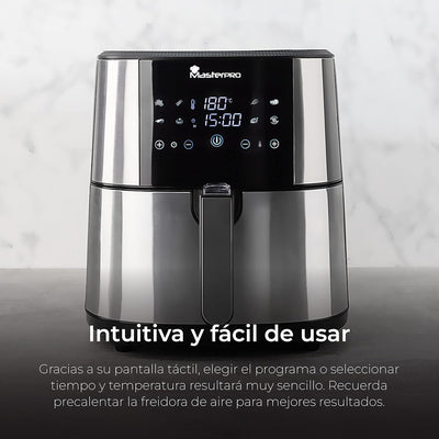 MasterPro Foodies | Ölfreie Fritteuse 6L 1800W mit Ölsprüher | LED-Touchscreen und Antihaft-Korb | L