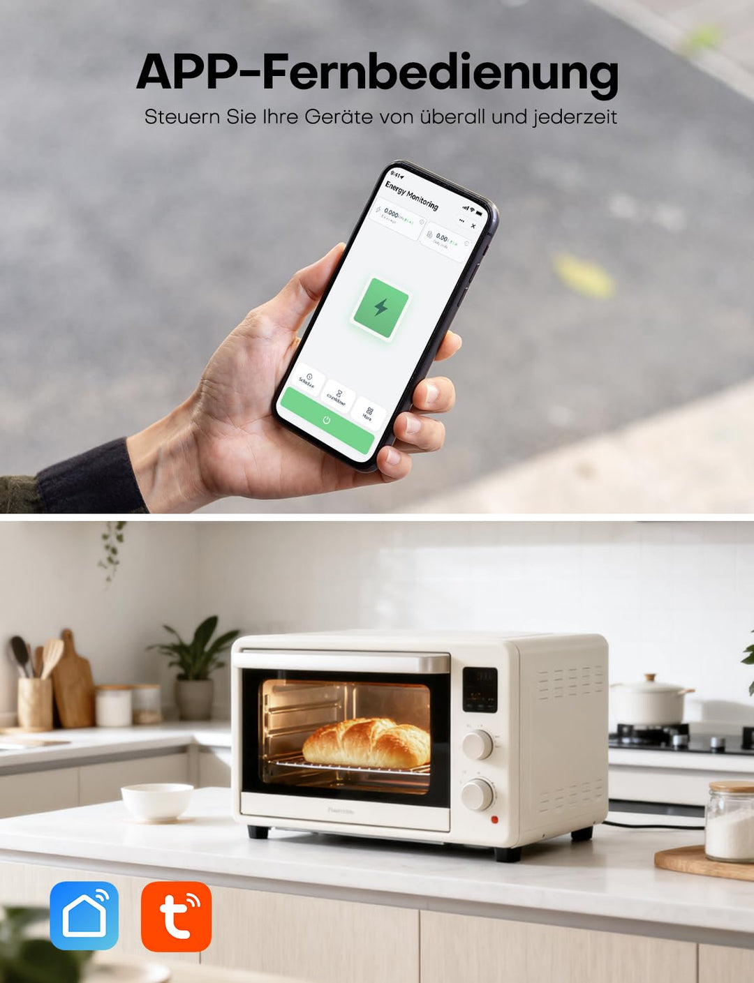 Maxcio Smart Steckdose Modul mit Strommessung 16A 3680W, Stromzähler Steckdose mit Zeitschaltuhr, St