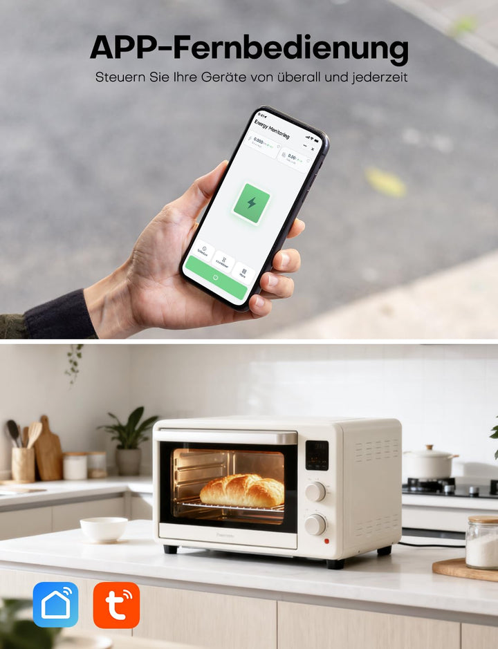 Maxcio Smart Steckdose Modul mit Strommessung 16A 3680W, Stromzähler Steckdose mit Zeitschaltuhr, St