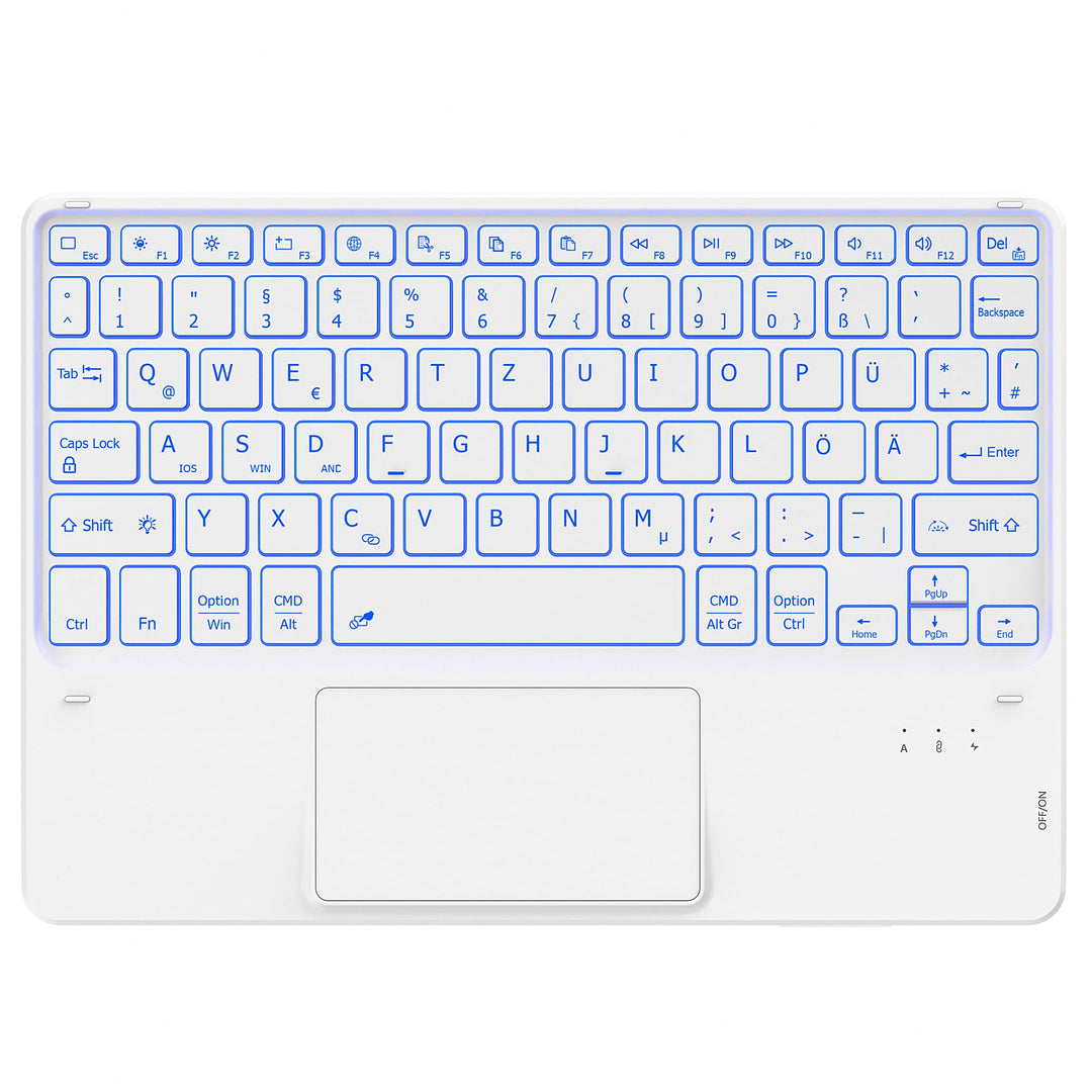 CACOE Tastatur mit Touchpad, Tastatur Kabellose mit 7 Farben Beleuchtete kompatibel mit iPad, Androi