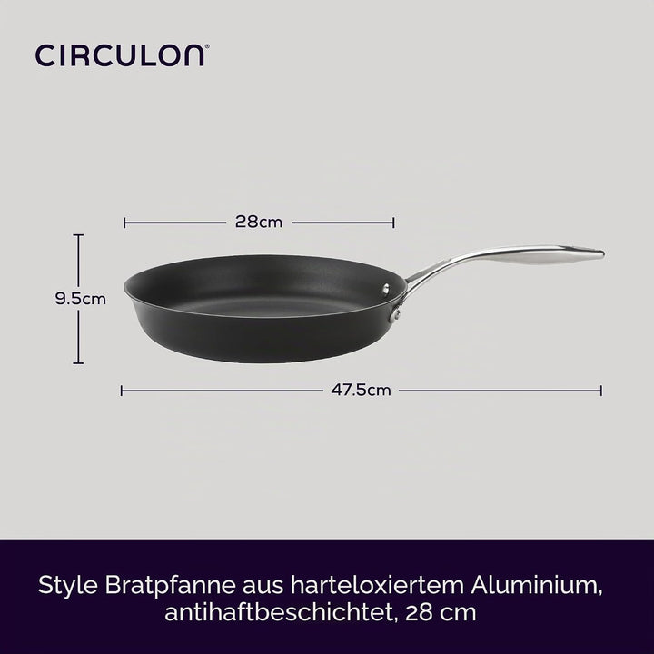 Circulon Style Harteloxierte Bratpfanne, 28 cm, Schwarz 28 cm Bratpfanne, 28 cm Bratpfanne