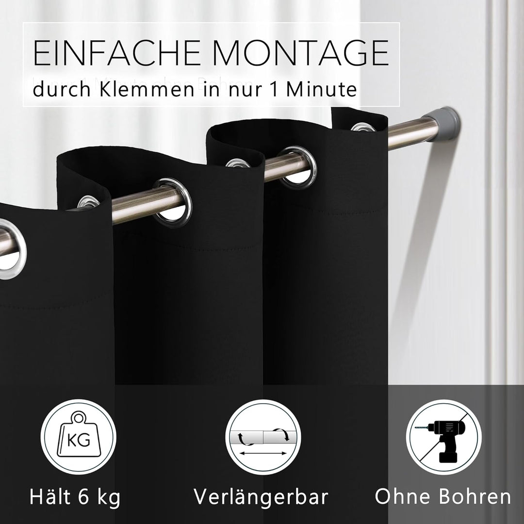 Teleskopstange, Kein Bohren & Rost, rutschfest, verstellbar Duschvorhangstange Duschstange, ausziehb