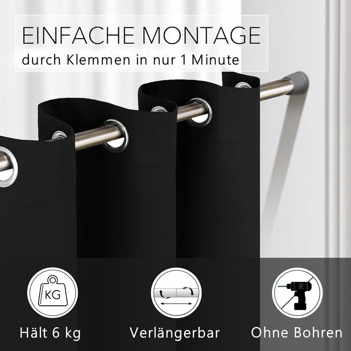 Teleskopstange, Kein Bohren & Rost, rutschfest, verstellbar Duschvorhangstange Duschstange, ausziehb