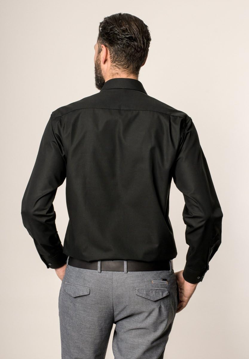 ETERNA Langarm Hemd COMFORT FIT Popeline unifarben 41 Kragen / 67 Ärmel Schwarz, 41 Kragen / 67 Ärme