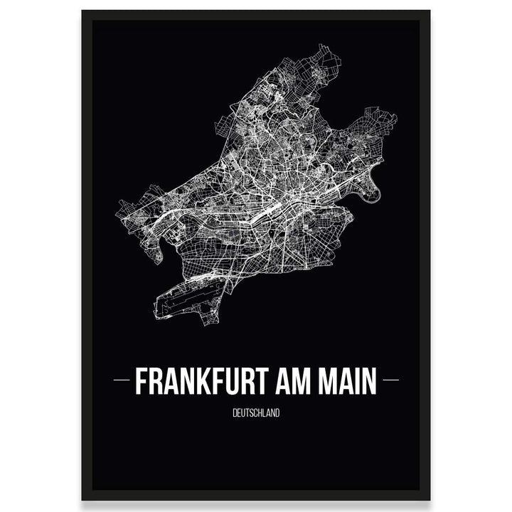 JUNIWORDS Stadtposter, Frankfurt am Main, Wähle eine Grösse, 30 x 40 cm, Poster mit Rahmen, Schrift