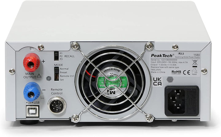 PeakTech 1580 – Labornetzgerät DC 1-32V / 0-30A mit USB, LED-Anzeige, DC-Schaltnetzteile, Stromverso