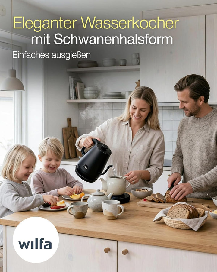 Wilfa SVART POUR Wasserkocher - mit einem Fassungsvermögen von 0,8 Liter, 1000 Watt, aussenliegende