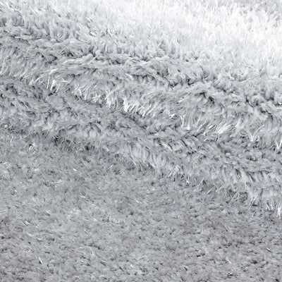 HomebyHome Shaggy Teppich Läufer Flur 60x110 cm - 50 mm Florhöhe Hochflor Wohnzimmerteppich Silber E