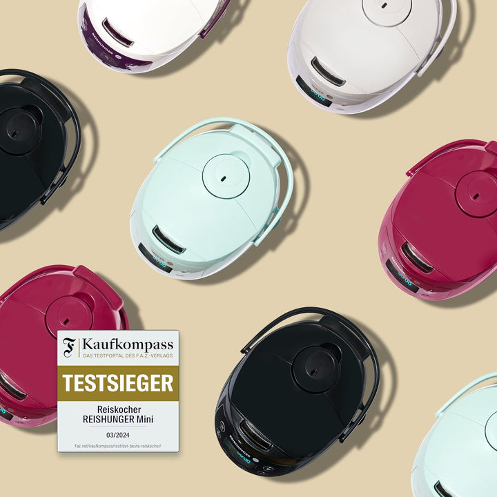 Digitaler Reishunger Mini Reiskocher und Dampfgarer in Schwarz - Warmhaltefunktion, Timer & Premium