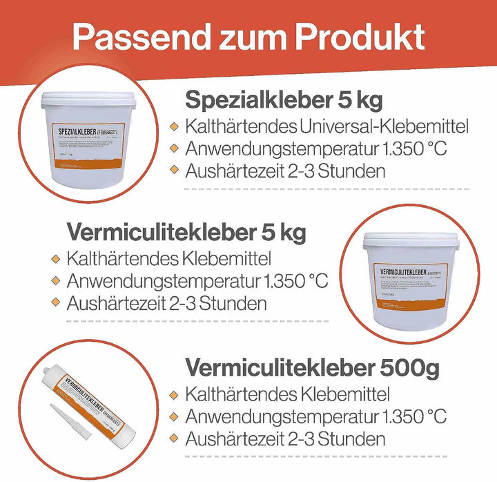 Feuerfest 123 - Vermiculite Platten 4 Stück, 300x200x20 mm, Schamotte Ersatz zur Reparatur von Feuer
