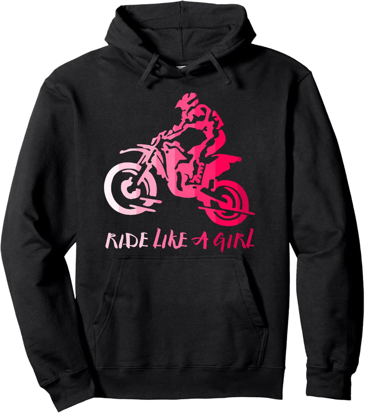 Ich fahre wie ein Mädchen Lustiger Motocross Frauen Biker Pullover Hoodie