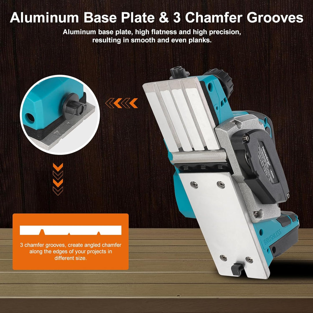 Akku-Hobel Kompatibel mit Makita 18V Akku, Handhobel Elektrisch 15000 U/min, Hobelbreite 82 mm, Span