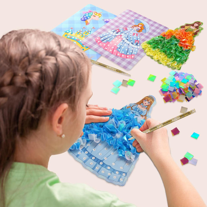 Yrinfay Poke Art Basteln Kinder - DIY 8 magische Prinzessinnen und 6 Accessoires - Prinzessin Bastel