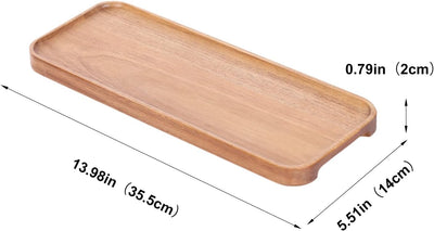 ZHANYUN 35.5cm Rechteckiges Serviertablett Holz Aus Massivem Akazienholz, Holztablett Deko Für Leben