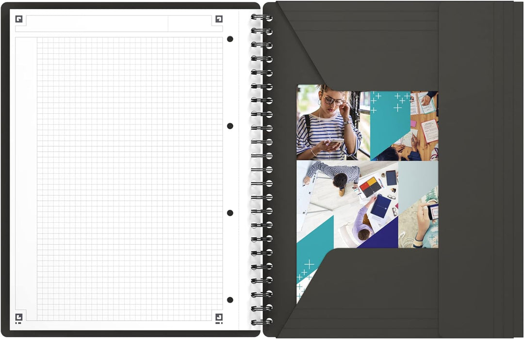 Oxford Meetingbook International A4, kariert, 160 Seiten, mit Gummizugmappe und 3 Einschlagklappen,